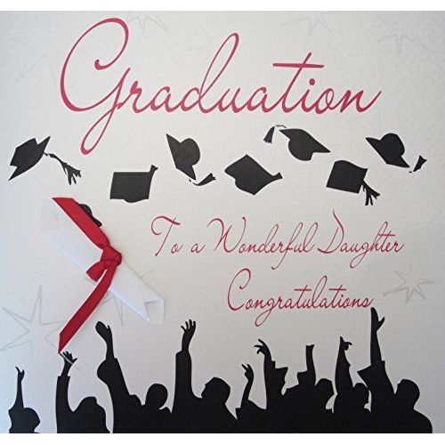 White Cotton Cards Xwb98d Grand ``Diplome Et Graduation À Un Wonderful Daughter`` Fait Main Carte Graduation