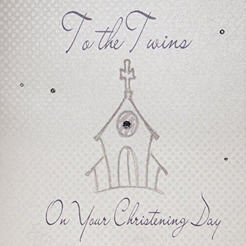 White Cotton Cards Carte ``À La Mains Sur Votre Baptême Jour``, Argent