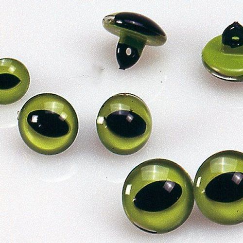 Efco, Yeux De Chat En Plastique, Vert/Noir, 14mm, 2pièces
