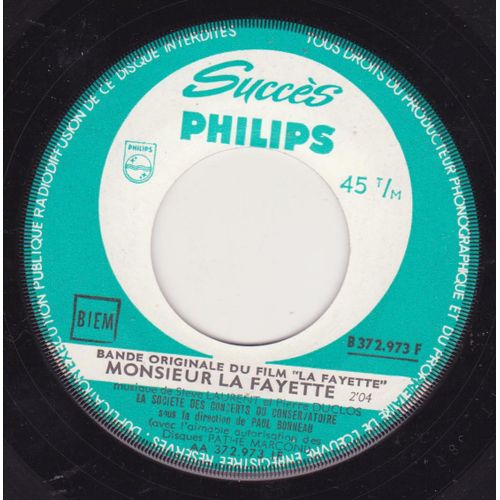 45 Trs Juke Box B.O.F. "La Fayette" Monsieurlafayette / Ohe Les Gars (Générique)