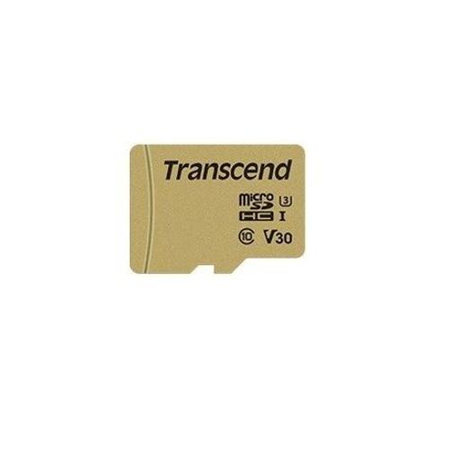 Transcend 500S - Carte mémoire flash (adaptateur microSDHC - SD inclus(e)) - 16 Go - Video Class V30 / UHS-I U3 / Class10 - micro SDHC