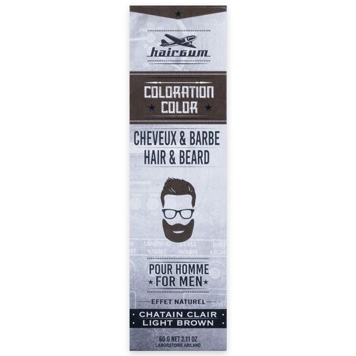 Hairgum, Coloration Demi-Permanente Cheveux & Barbe 5.1 : Châtain Clair 60g, Homme 