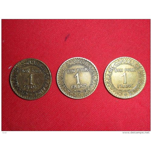 Lot De 3 Monnaies"Bon Pour 1 Franc Commerce"1923/1925 Et 1927