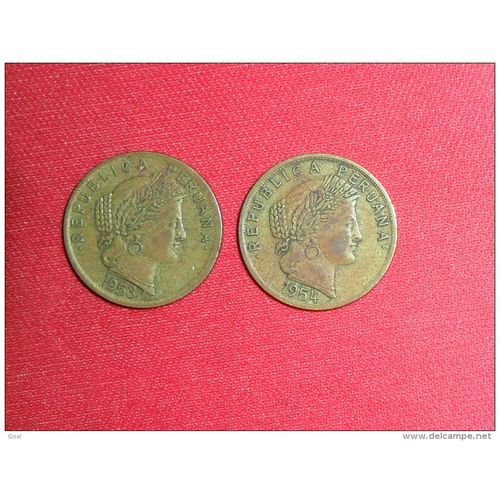 Lot De Monnaies Du Perou 1953 Et 1954 En Tb.