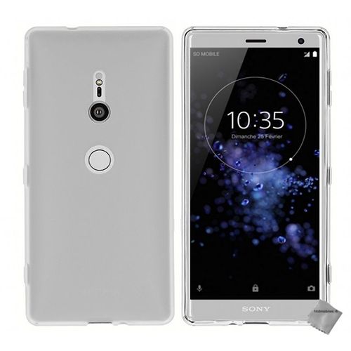 Housse Etui Coque Pochette Silicone Gel Fine Pour Sony Xperia Xz2 + Film Ecran - Blanc Transparent