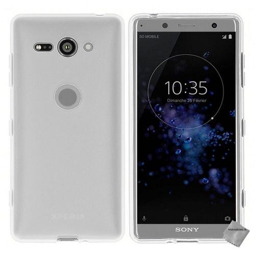 Housse Etui Coque Pochette Silicone Gel Fine Pour Sony Xperia Xz2 Compact + Verre Trempe - Blanc Transparent