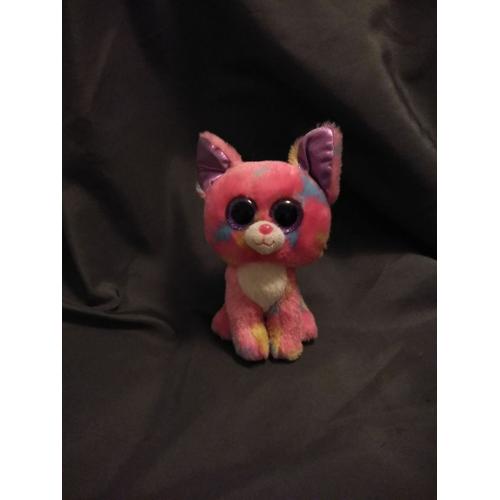 Doudou Peluche Chat Rose Yeux Violet Ty 14 Rakuten