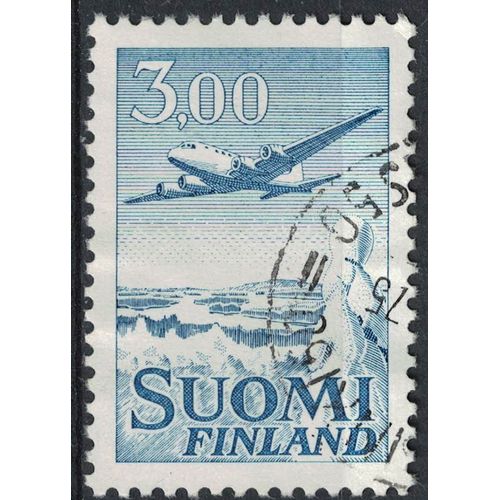 Finlande 1974 Oblitéré Used Avion Douglas Dc-6 Survolant Un Paysage En Hiver