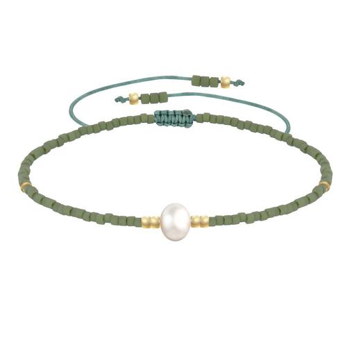 Les Poulettes Bijoux - Bracelet Lien Perle D'eau Douce Blanche Et Petites Perles Mates