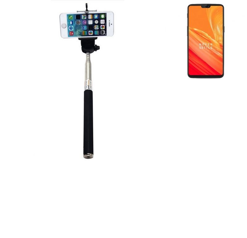 K-S-Trade Compatible avec OnePlus Nord CE 5G Selfie Bâton Selfie-Stick Bouton Nappe Monopod Perche Selfie Extensible Noir 
