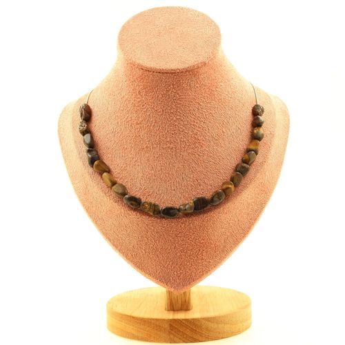 Collier 20 Perles Opale Boulder D'australie. Chaine En Acier Collier Femmes, Hommes. Taille Personnalisable.