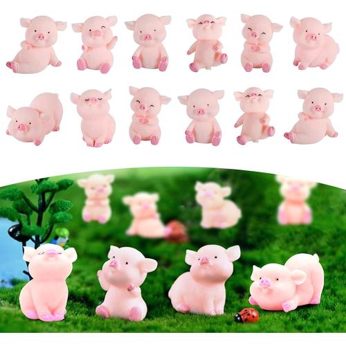 16pcs Mini Cochon Porte-Bonheur, Miniature De Cochons Porte Bonheur, Cochons Porte Bonheur Figurines, Mini Figurine Cochon, Ornements De Cochon, Cochon En Résine, Cochon Bonheur Miniature