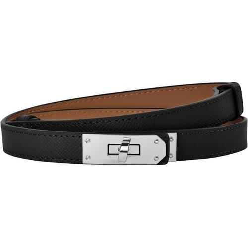 Ceinture sans Boucle, Ceinture Femme en Cuir, Ceinture Réglable - Ceinture Élastique Ajustable, Style Invisible, Attaches en Métal Doré, Accessoire de Mode pour Jeans, Pantalon, Robe