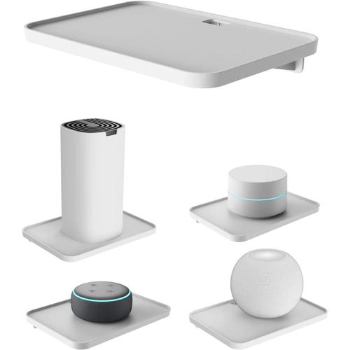 Support Mural Universel, Étagère Murale pour Google Home Mini, Google WiFi, Sonos, TP-Link, Haut-Parleur, Enceinte Connectée, Routeur, Mesh WiFi, Mi Box, Apple TV, Blanc