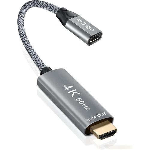 Adaptateur Câble USB-C Femelle vers HDMI Mâle,Convertisseur d'entrée USB Type C 3.1 Sortie HDMI,4K 60Hz USB C Thunderbolt 3 pour Nouveau MacBook Pro,Mac Air,Chromebook Pixel