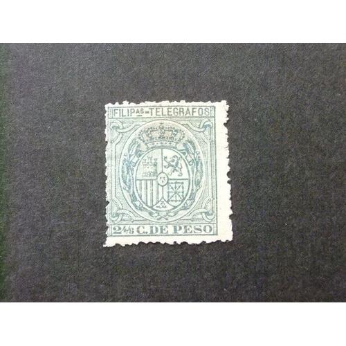 Filipinas Philippines 1896 Escudo De España - Edifil 60 (*)Yvert 70 (*) Vert Bleu Telegrafos