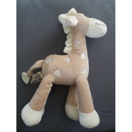 Doudou Girafe Beige Marron Triangle Mots D'Enfants