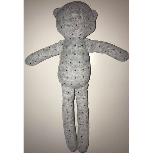 Doudou Peluche Chat Gris Et Bleu Marine Bout' Chou