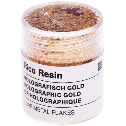 Flocons De Feuille De Métal Pour Résine De Rico Design - Pot De 3gr - Ajoutez Une Touche Métallique Brillante À Vos Créations Or Holographique