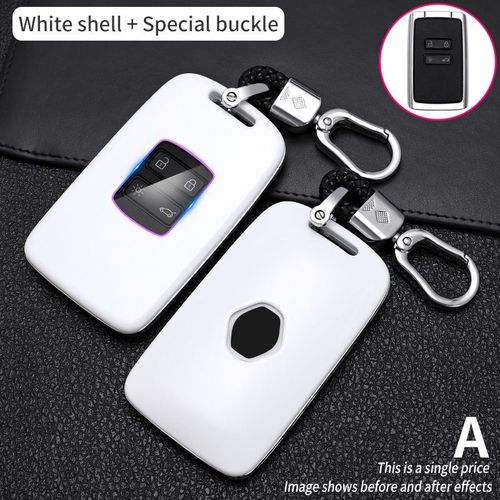 Blanc - Coque En Fibre De Carbone Pour Clé De Voiture, Étui Pour Renault Koleos Kadjar Scenic Megane Sandero Espace Clio Captur Kangoo Laguna Talisman Twingo