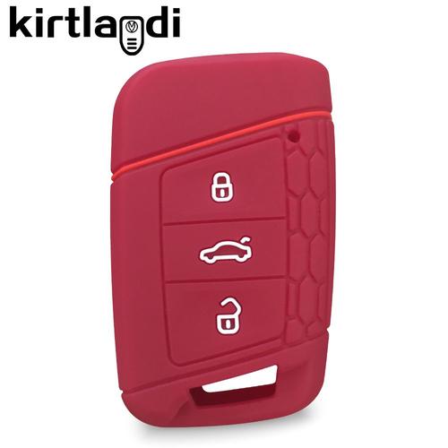 Vent Rouge - Coque De Porte Clés En Silicone Pour Skoda Octavia, Kodiaqkaroq, Pour Volkswagen, Vw, Polo, Passat B8, Tiguan 2, Pour Siège, Housse De Clé De Voiture