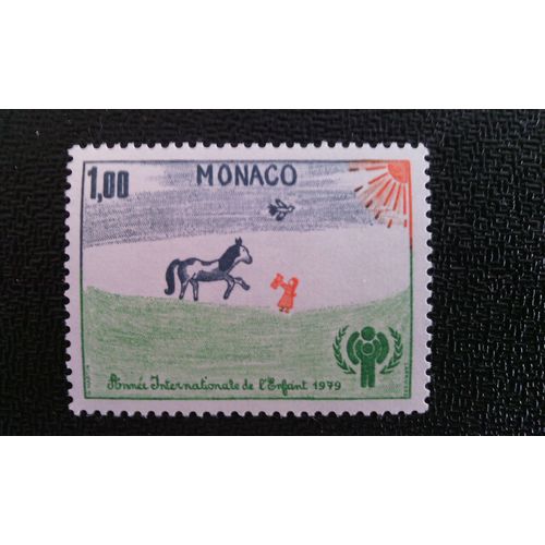 Timbre Monaco Yt 1182 Enfant Avec Cheval 1979