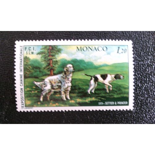 Timbre Monaco Yt 1208 Setter Anglais, Pointeur (Canis Lupus Familiaris) 1979