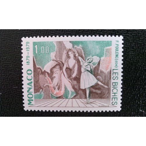 Timbre Monaco Yt 1190 'les Biches' De Francis Poulenc 1979