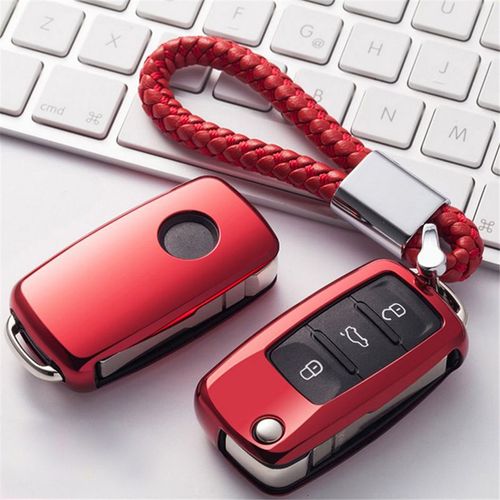 Rouge - Coque De Clé En Tpu Pour Voiture, Accessoires De Voiture, Pour Volkswagen Polo Golf 5 6 7 Vw Passat Touareg Tiguan Coccinelle Bora