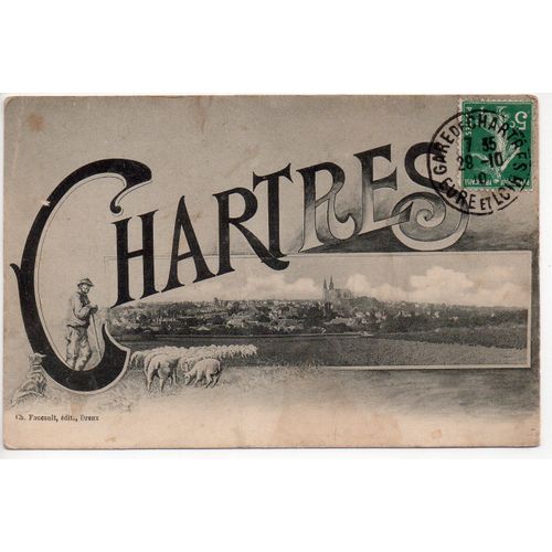 Chartres - Carte Ancienne (Berger, Moutons)