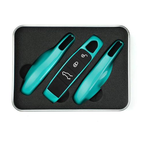 Cyan 4pcs - Boxster - Ensemble De Housses De Clé Télécommande Intelligente, Pour Porsche Panamera, Spyder, Carrera, Macan, Boxster, Cayman, Cayenne, 911, 970, 981, 991