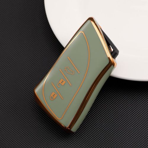 Coque Verte 3 Boutons - Étui De Clé De Voiture À Bord Doré Pour Lexus Nx Es Ux Us Rc Lx Gx Is Rx 200 250h 350h Ls 450h 260h Ux200, Accessoires