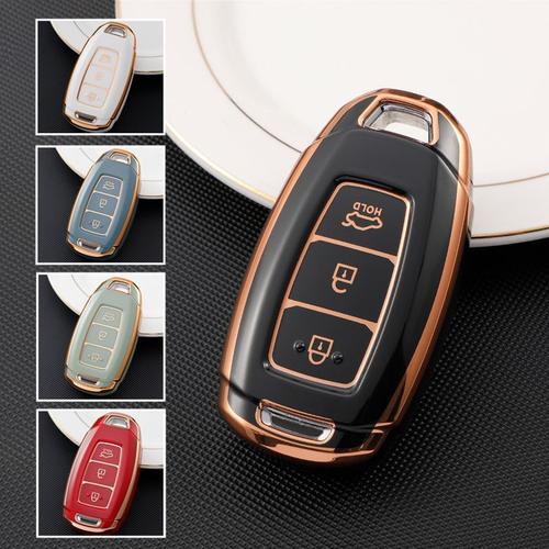 3 boutons - Rouge - Étui pour clé de voiture en TPU, housse de protection pour télécommande intelligente, pour Hyundai Palisade Grandeur Azera Elantra GT Kona 2018 2019, accessoires