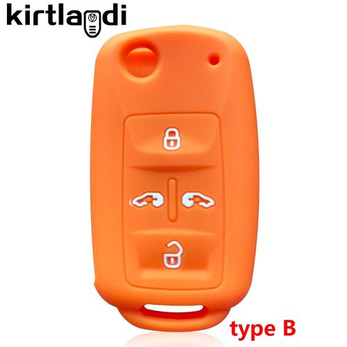 B Orange - Housse De Clé De Voiture En Silicone, Porte Clés Pour Vw Volkswagen Sharan Multivan Pour Seat Alhambra, Coque De Clé À Distance À 4 Boutons
