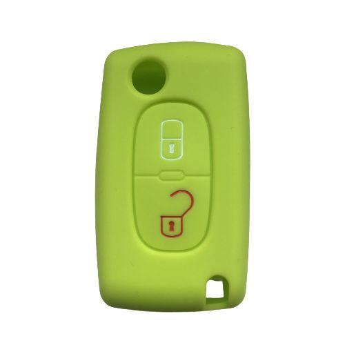 Pomme Verte - Housse De Protection En Silicone Pour Clé De Voiture À Distance Pour Citroën C2 C3 C4 C5 Berlingo Picasso Pour Peugeot 207 807 306