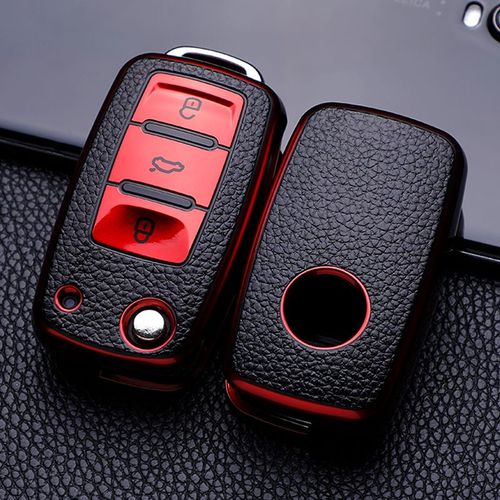 Rouge - Housse De Protection En Tpu Pour Clé De Voiture, Motif Jade, Pour Volkswagen Vw Polo Golf 5 6 4 Mk4 Passat B6 B7 Coccinelle Skoda Octavia Jetta