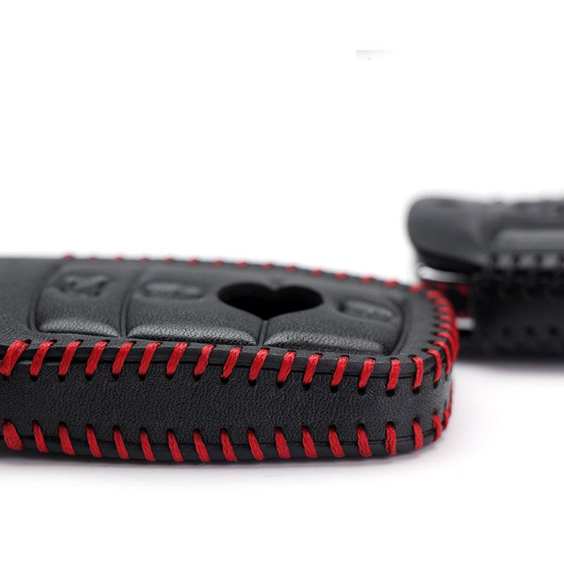 Un Noir Rouge - Housse De Cl De Voiture En Cuir Vritable, ... - 4