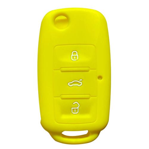 3boutons Jaune - Housse De Clé Pour Vw Passat B5 Variante Golf 4 5 Coque De Clé Pour Polo Skoda Superb 2007 Octavia A5 Pour Seat Cordoba Leon 1p Altea Xl