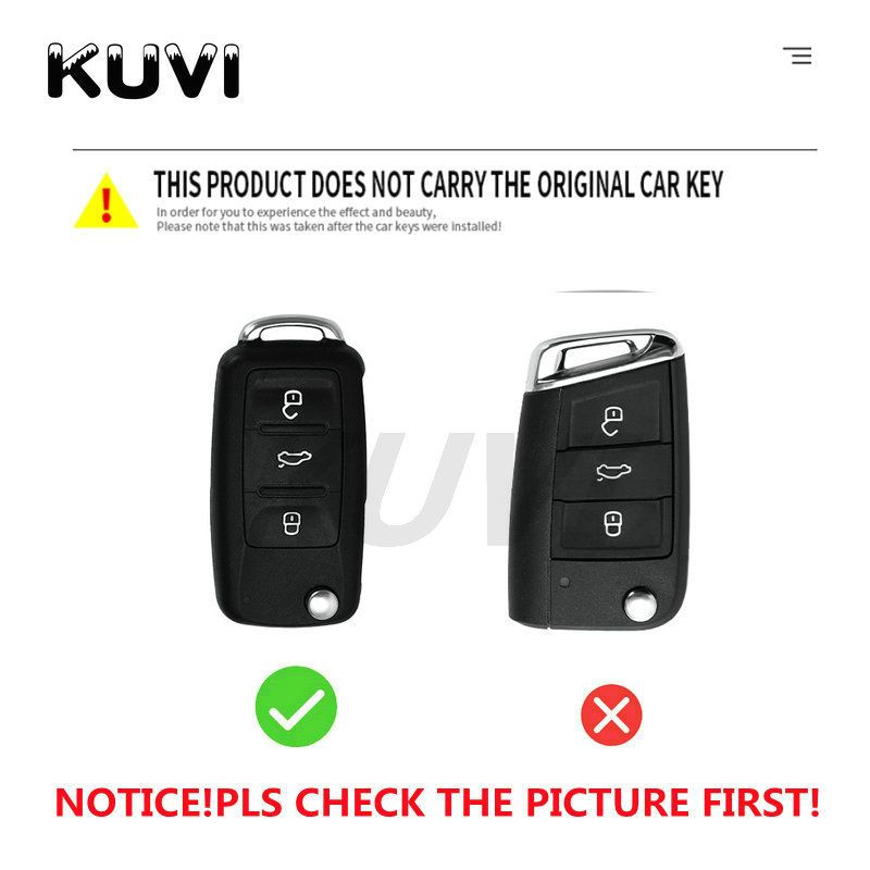 Rouge - Housse De Cl De Voiture En Placage De Luxe, Pour Vw... - 2