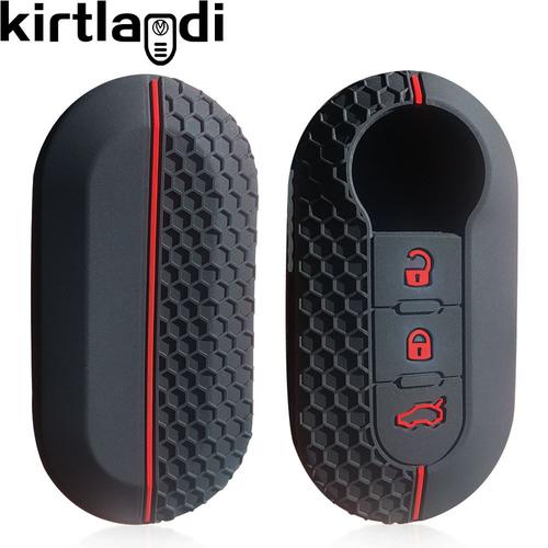 Noir (Rouge Btn) 1pc - Porte Clés En Silicone Avec Housse De Protection, Étui De Voiture Pour Peugeot Boxer 2012 Et Fiat Ducato Panda 500 Lancia Musa 500l Coque Cle Fiat 500 Cover Chiave Fiat 500 Coque Clé