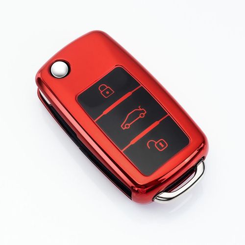 Rouge - Porte-Clés Pour Vw Volkswagen Polo, Golf, Passat, Coccinelle, Caddy, T5 Up, Eos, Tiguan, Jetta, Skoda Octavia A5