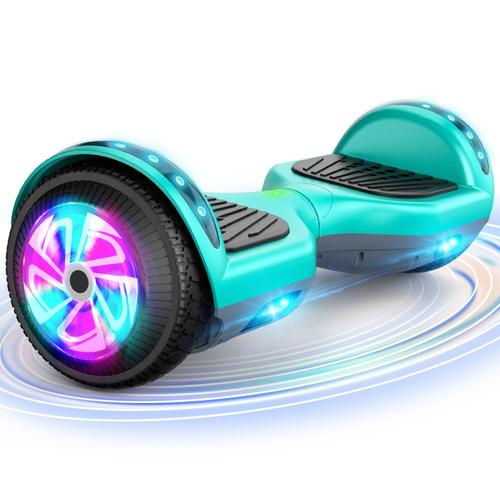 Sisigad Hoverboard Gyropode 6.5 Pouces Vert Autoéquilibre Self-Balancing Lumière Led Bluetooth App Enfant,18v/2.6ah,10km/H,10km Range