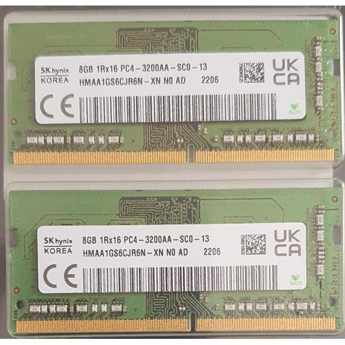 16 G (2 x 8G) SK Hynix Memorycity Barrette de mémoire vive SODIMM DDR4 3200 PC4 1Rx8 SO-DIMM pour ordinateur portable Dell HP Lenovo et autres systèmes