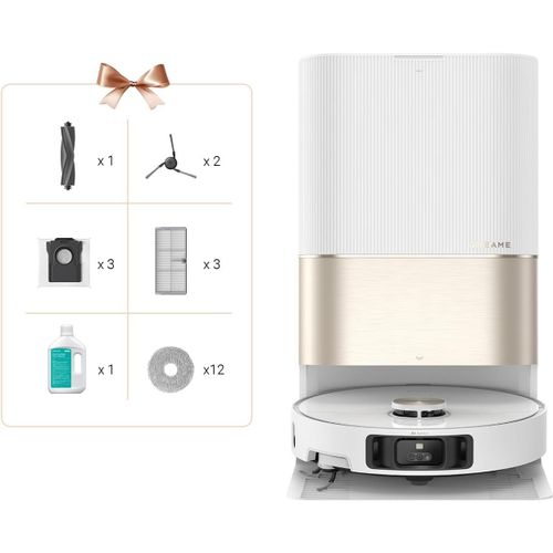 Dreame X40 Ultra Complete Robot Aspirateur avec Serpillière à détacher et à soulever, Nettoyage extensif par Brosses Latérales, 12 000 Pa, Auto-Nettoyage du Serpillière et de la Planche à Linge à 70.