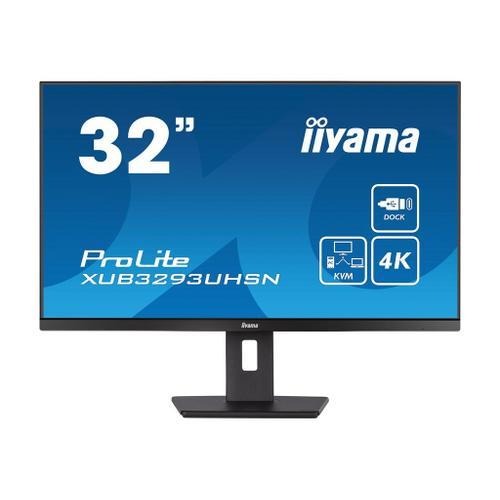 iiyama ProLite XUB3293UHSN-B5 - Écran LED - 32" (31.5" visualisable) - 3840 x 2160 4K @ 60 Hz - IPS - 350 cd/m² - 1000:1 - 4 ms - HDMI, DisplayPort, USB-C - haut-parleurs - noir mat