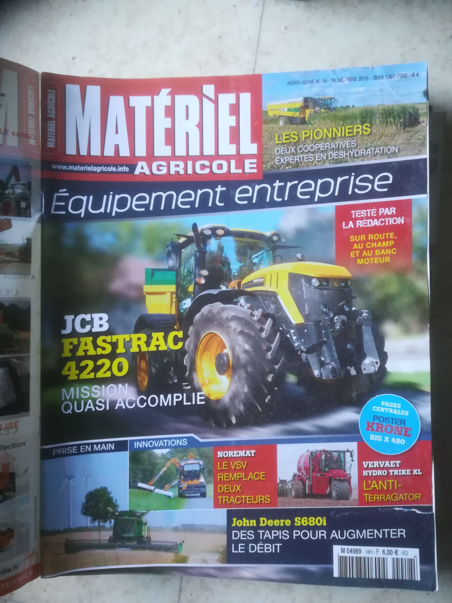 Materiel Agricole Hors Serie 18 De 2015 Fendt 1050 Vario,Vredo Vt4546,Vervaet Hydro Trike Xl,Gyrax Bmxxxl,Vsv Fatout,Krone Big X 770,Claas Jaguar 970,Jcb Fastrac 4220