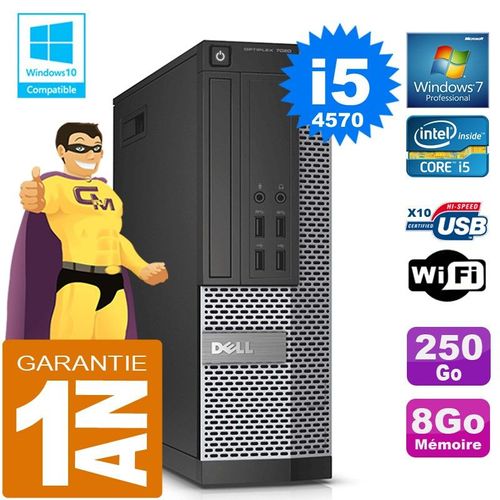 PC DELL 7020 SFF Core I5-4570 Ram 8Go Disque 250 Go Graveur DVD Wifi W7