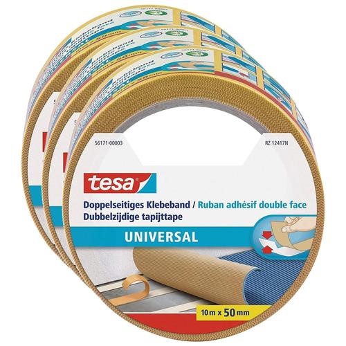 Tesa Lot De 3 Rubans Adhésif Double Face Universel 10 M X 50 Mm