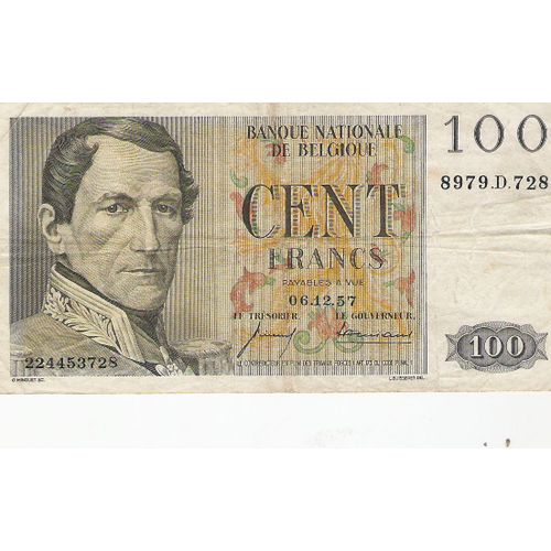 Billet Belgique 100 Franc 1957