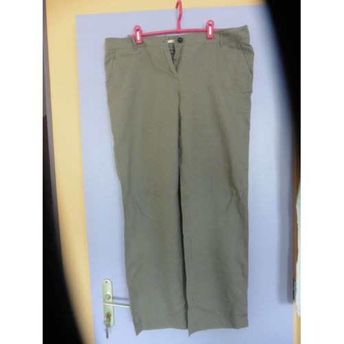 Pantalon Femme Camaïeu Lin 44 Beige